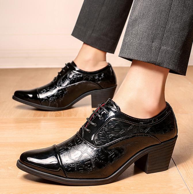 Men\'s Casual Formal Cuban Heel Shoes Pointy Toe Party Business Lace Up Sz 11.5 British Men main image 4