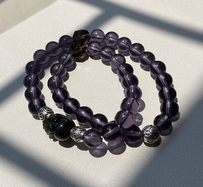 Handgefertigtes natürliches Obsidian Rund Perlen Stretch Herren Damen Armband