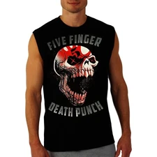 FIVE FINGER DEATH PUNCH SKULL PUNK ROCK BAND BLACK MUSCLE SHIRT