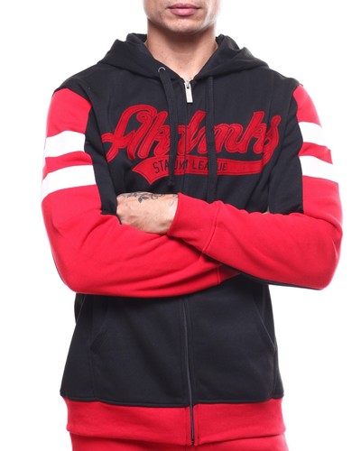 NEW AKADEMIKS Mens's Long Sleeve Zip Hoodie Black / Red A38HD04 - Sz M - Picture 2 of 6