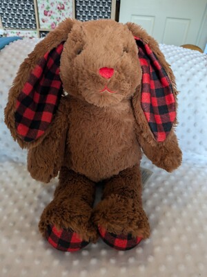 Build A Bear Hase Kaninchen schokobraun & Tartan weicher Plüschteddy selten 16 Zoll