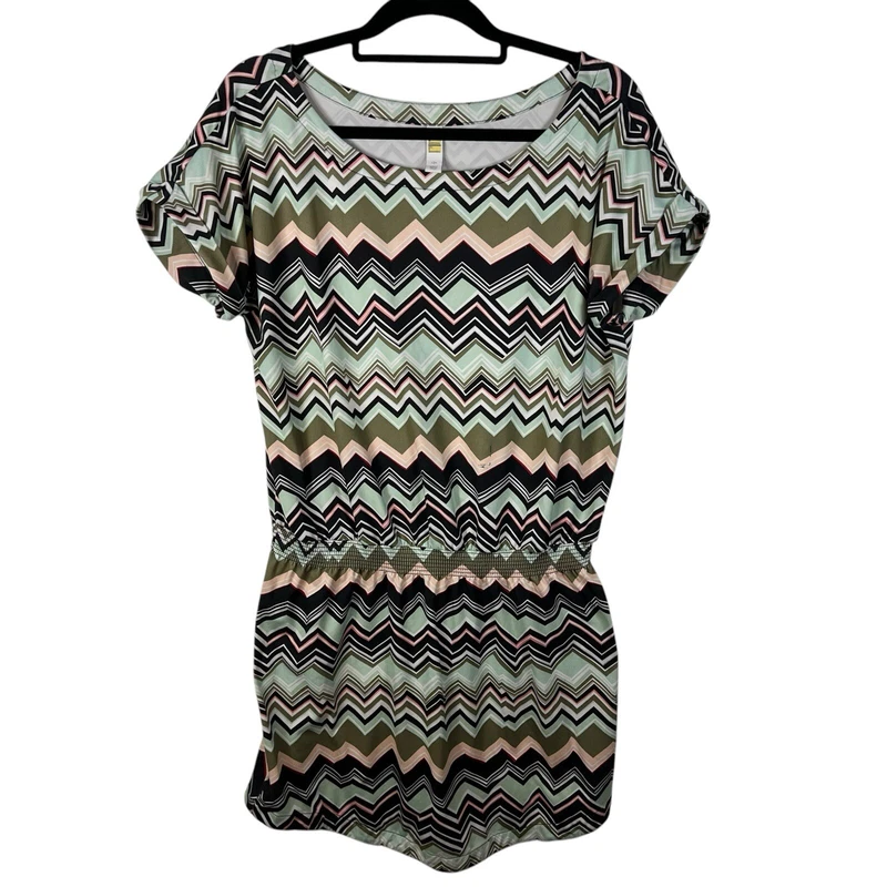 lole short sleeve comfy casual leisure scoop hem elastic hip sun dress 
