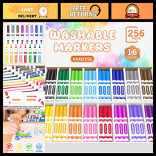 Bulk Washable Markers Set, 256 Count, 16 Vibrant Colors for Kids  Art Projects