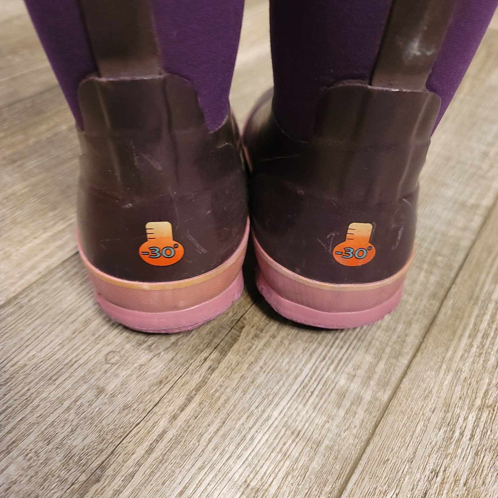 Bogs Waterproof Classic High Handles -30F Degrees Kids Purple Boots Size US 12