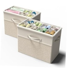 2 Pack Shoe Organizer for Closet, Clear Foldable Shoe Storage Containers Fits