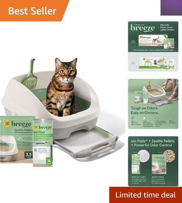 BREEZE Cat Litter System Starter Kit with Green Ion Pads & Odor Control Pellets