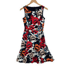 Adrianna Papell Women's Floral Back Zipper Fit & Flare Dress with Pockets Size 2