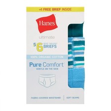 Hanes Boys Pure Comfort Underwear Briefs 6-Pack "100 COTTON  SOFT SEAMS "