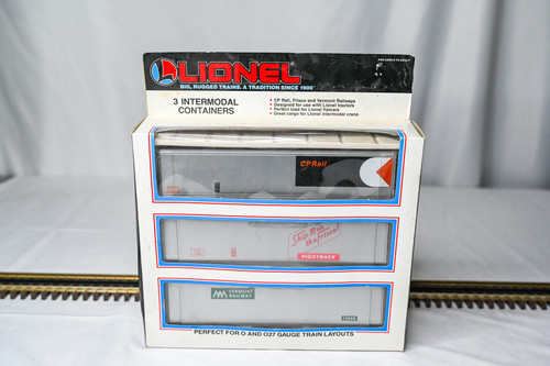 Paquete de 3 contenedores intermodales Lionel | CP, Frisco, Vermont Ry | Calibre O | 6-12855 | Condition: New: Other (See Details)