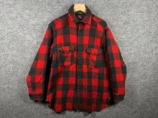Vintage 50s Woolrich Buffalo Plaid Wool Shirt Jacket Mens 50 Red Black Shacket