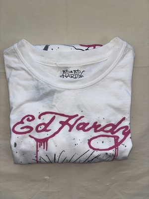 Ed Hardy  punks Not Dead  Skull & Sunglasses. Men s Small White Tshirt. NWT