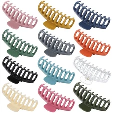 12 Pack Hair Claw Clips Large 4.3 Inch Hair Clips Stylish Barrettes in 12 Colors