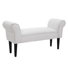 PANCA IMBOTTITA CON BRACCIOLI ARROTOLATI, 4 PIEDINI, 102X35X51 CM, GRIGIA