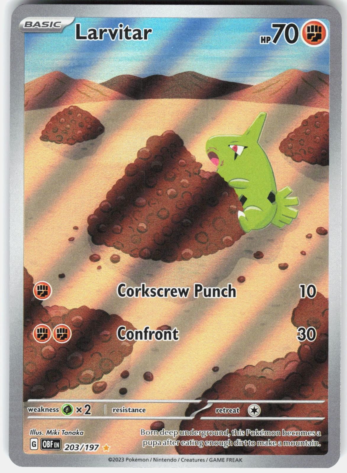 Pokemon Larvitar 203/197 Illustration Rare Obsidian Flames Pokemon Holo NM