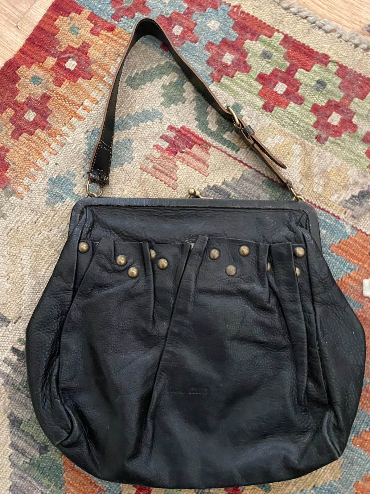 Miu Miu vintage handbag - from 2002- brown with studs - very rock chic -