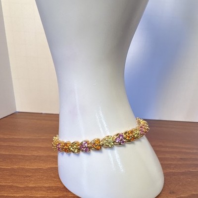 Goldfarbenes Tuti Fruti Tennisarmband mit mehrfarbigem Edelstein
