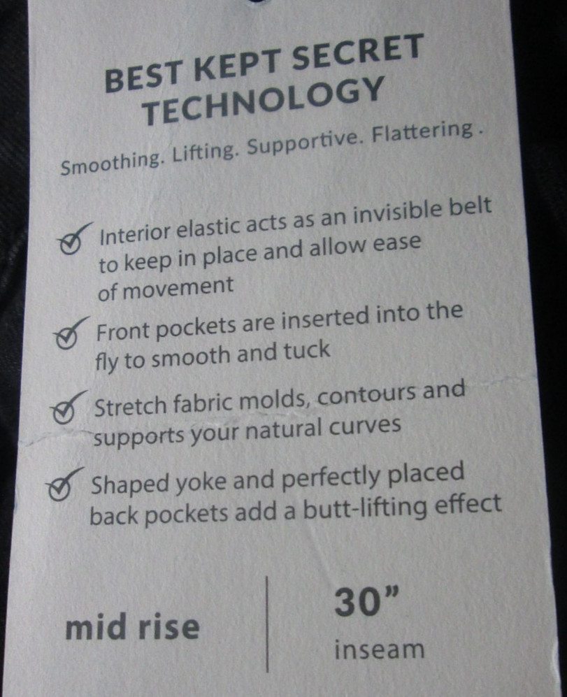 Jag Jeans Ruby Straight Leg 20W Mid Rise Best Kept Secret Black Stretch Denim