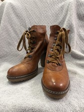 Jigsaw Ladies High Heel Ankle Boots EU Size 38 Brown Leather With Speed Hooks