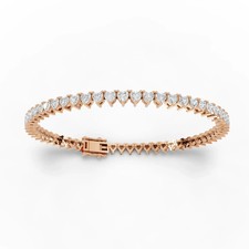 5.45 Ct Heart Basket Set Lab Grown Diamond 18k Rose Gold Tennis Bracelet