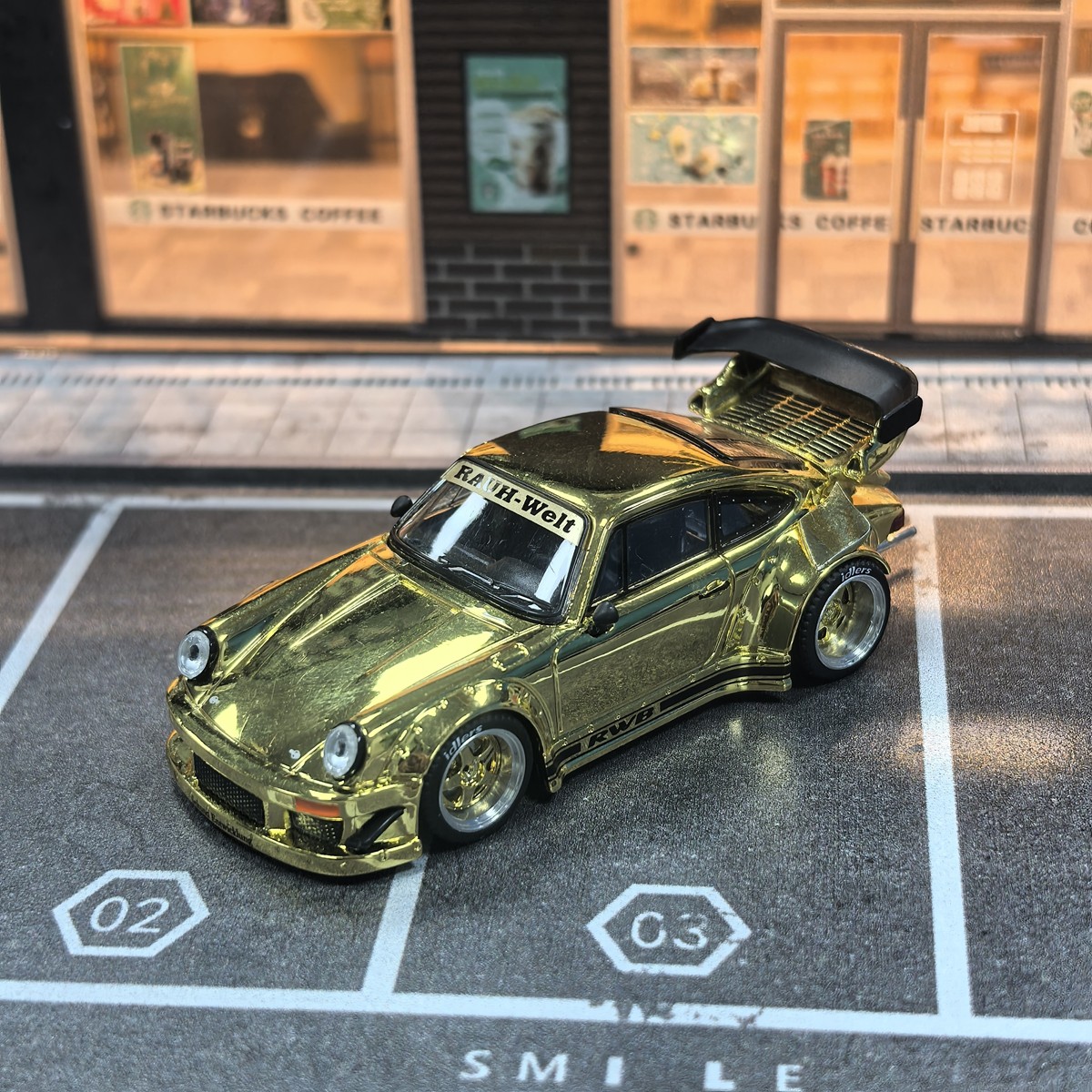 POP RACE RWB HEC 2026 中国 ゴールド USED) POP RACE 1/64 RWB Porsche 911 930 Gold Chrome 2026 HEC Expo