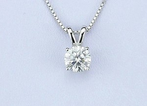 Authentic 1.00CT 6MM Round Cut Simulated Diamond Only Pendant 14K White Gold Plated