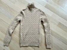 SUTTON STUDIO 100% cashmere wheat color cable turtleneck sweater,  S