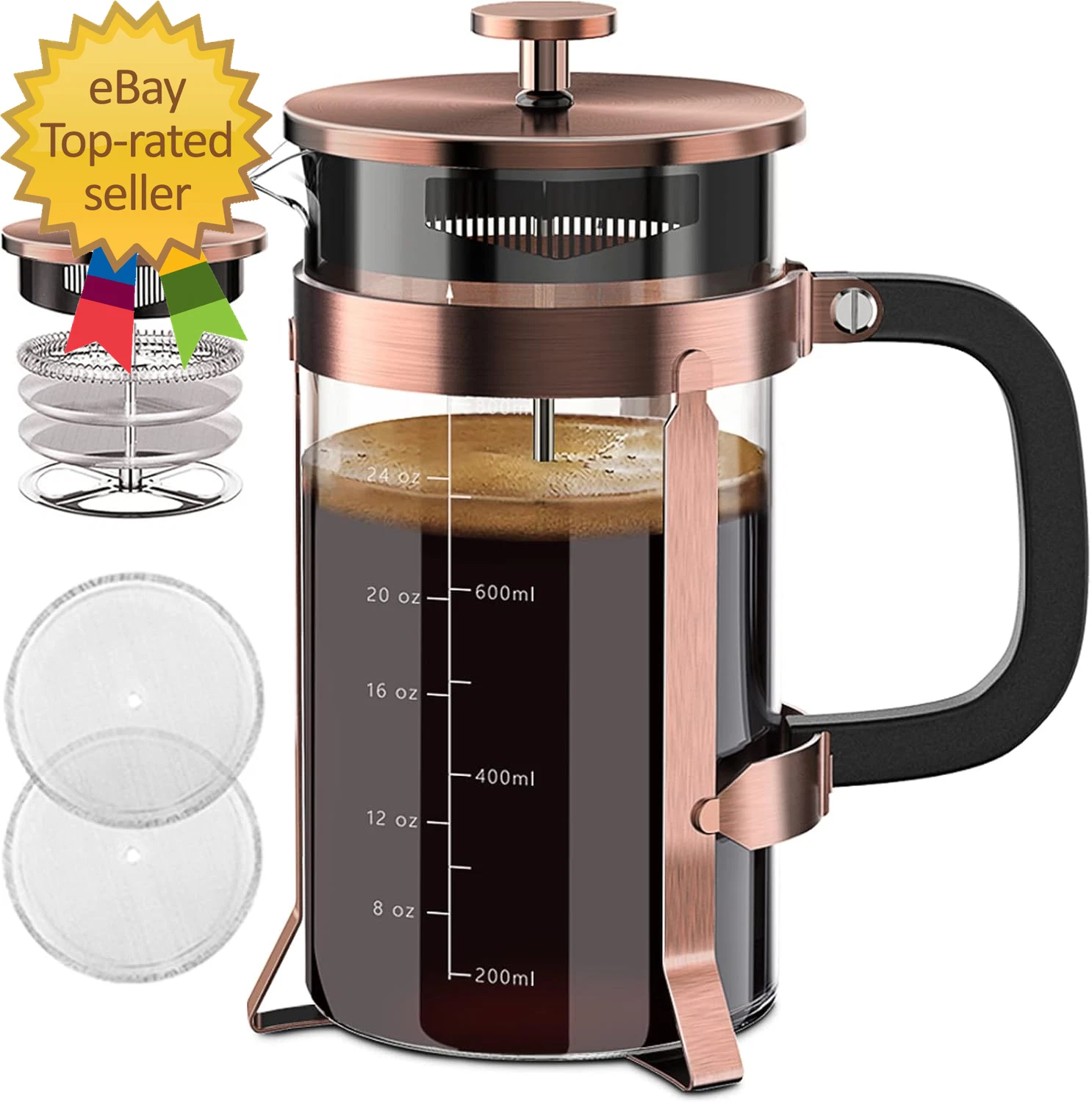 French Press Coffee Maker 34Oz 304 Stainless Steel with 4 Filter Heat Resistant
Opens in a new windo