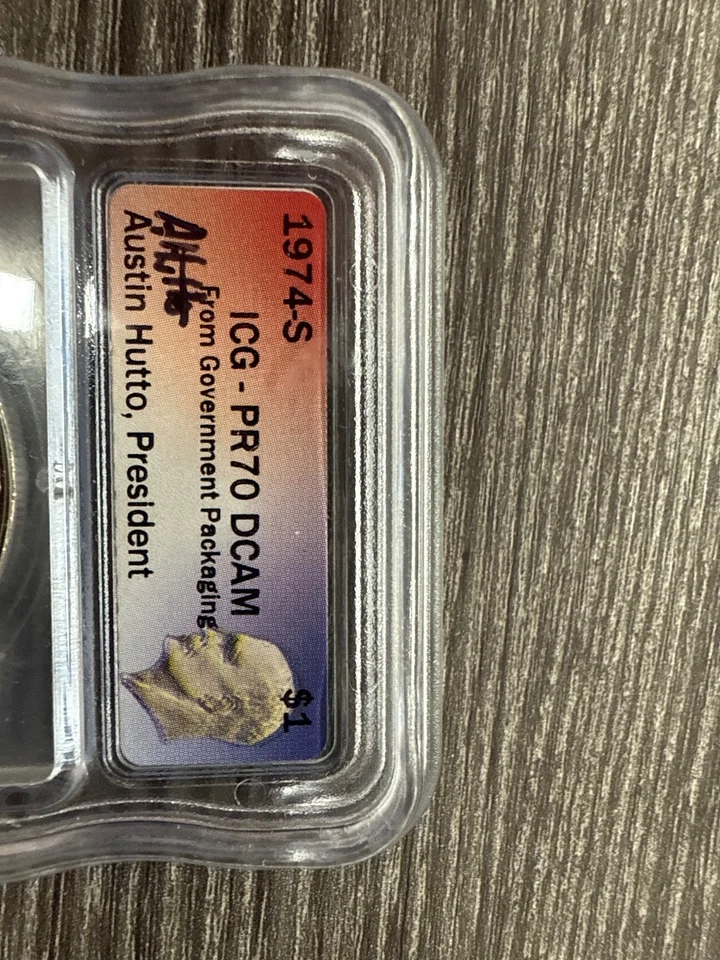 1974-S Eisenhower * Dollar PR70 DCAM ICG Austin Hutto Signed*  Rare 📈📈💎💎 - Image 2 of 3