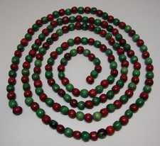 9 ft. Strand Red / Green Wooden Bead Christmas Tree Garland / Bead String