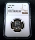 1964 Washington Quarter 25c - NGC MS66 - Stunning SEMI PL Toner ++EyeAppeal++