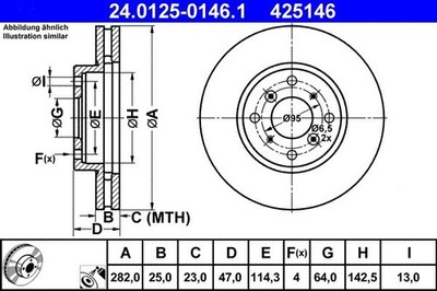 Brake Disc ATE 24.0125-0146.1 (1set-2pcs)