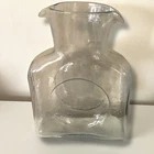 Blenko Clear Glass Double Spout 384 Water Bottle Pitcher Carafe 8" Tall
