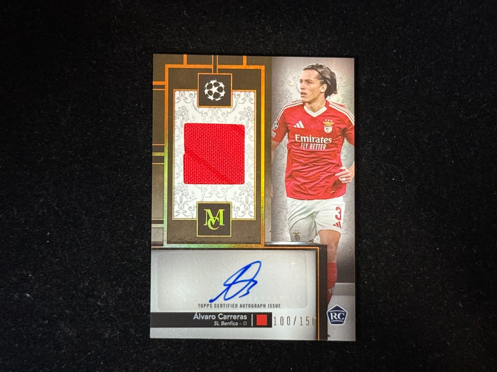 Alvaro Carreras 2024-25 Topps Museum Collection Match‑Worn Patch Auto/150 RC view 1