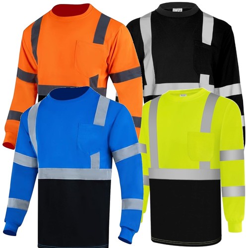 Hi-Vis Two Tone Reflective Wear Long Sleeve Safety Shirt for Work, Construction