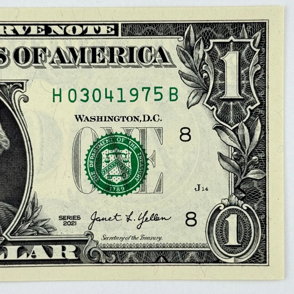 March 4th 1975 3rd April Dollar Bill Uncirculated Birthday Note $1 Fancy Serial - Image 3 of 4