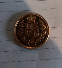 2002 Gold Full Sovereign Coin, Jubilee Shield Back, Elizabeth II