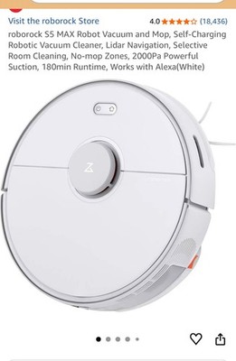 Roborock S5 Robot Vacuum with Mop LiDAR Navigation 2000Pa - White
