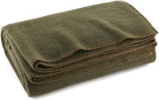 Extra-Large 66" x 90" Olive Drab Wool Blanket - Warmth for Camping Emergencies