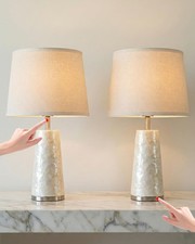 Small Coastal Table Lamps for Bedroom Nightstand Set of 2, 20.5" Touch Ocean ...
