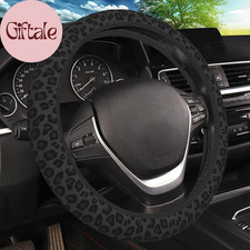 Black Leopard Print Cheetah Elastic Steering Wheel Cover Non-slip Breathable Ne