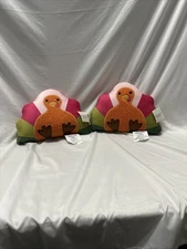 Set of 2 Fall Decor Throw Pillows Thanksgiving Halloween Turkey Autumn Accent