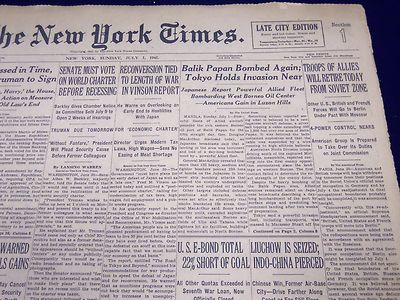 1945 JULY 1 NEW YORK TIMES - BALIK PAPAN BOMBED AGAIN - NT 390