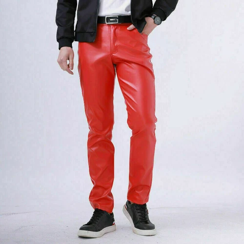 Pantalones de cuero sintético para hombre elásticos PU Leggings aspecto lacado brillante delgado suave*cómodo - Imagen 8 de 24