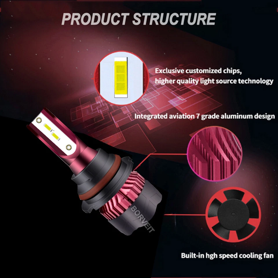 Xenon White LED Headlight Fog Lights Bulbs For Ford F 250 F 350 Super Duty 01-04 - Image 4 of 4