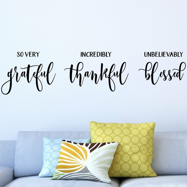Grateful Thankful Blessed Wall Art Decal Quote Words Lettering Decor Sticker Decor Decals Stickers Vinyl Art Home Decor