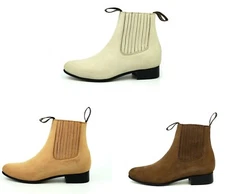 MEN'S BOTIN CHARRO WESTERN ANKLE HALF BOOT NOBUCK LEATHER VAQUERO SUELA CUERO