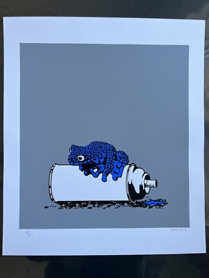 Alex Zanda - 'Frog on a Spray Can' Blue - Urban Contemporary Art Print