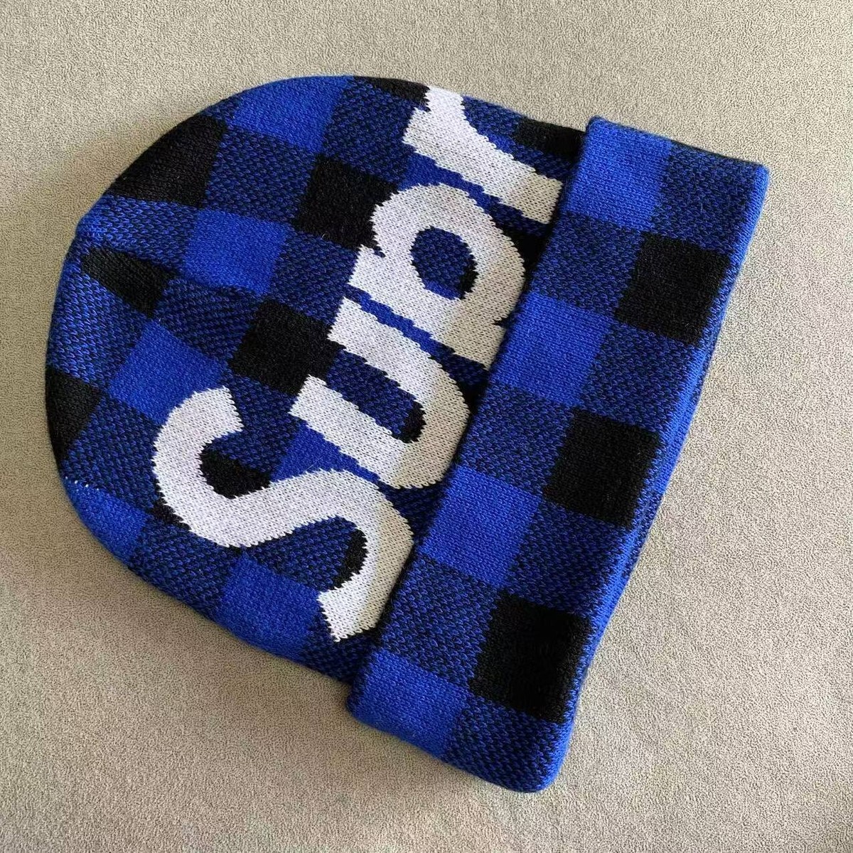 帽子 Supreme Big Logo Beanie White Plaid Buy Supreme Big Logo Beanie 'White Plaid' - FW23BN17 WHITE PLAID