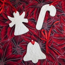 Vintage Pottery Christmas Ornaments, Unglazed