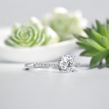 Diamond Engagement Ring 18k White Gold Lab Grown IGI 1.20 Ct Round Cut Size 5 6